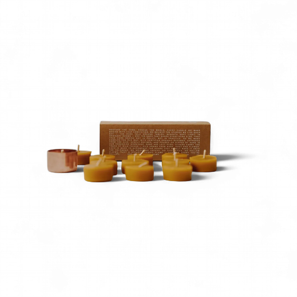 Skar Organics - Box of 12 Organic Beeswax Tealights/Copper