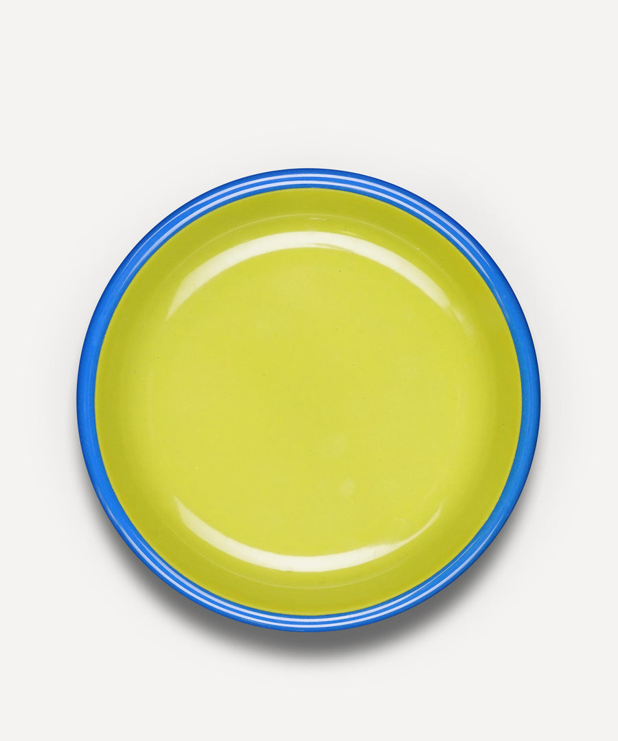 Bornn Colorama- Small Plate 18cm Chartreuse with Electric Blue Rim