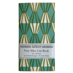 Cambridge Imprint - Very Slim List Book/Threadwork Sap Green & Turquoise