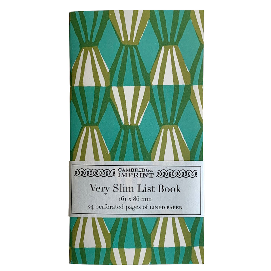 Cambridge Imprint - Very Slim List Book/Threadwork Sap Green & Turquoise