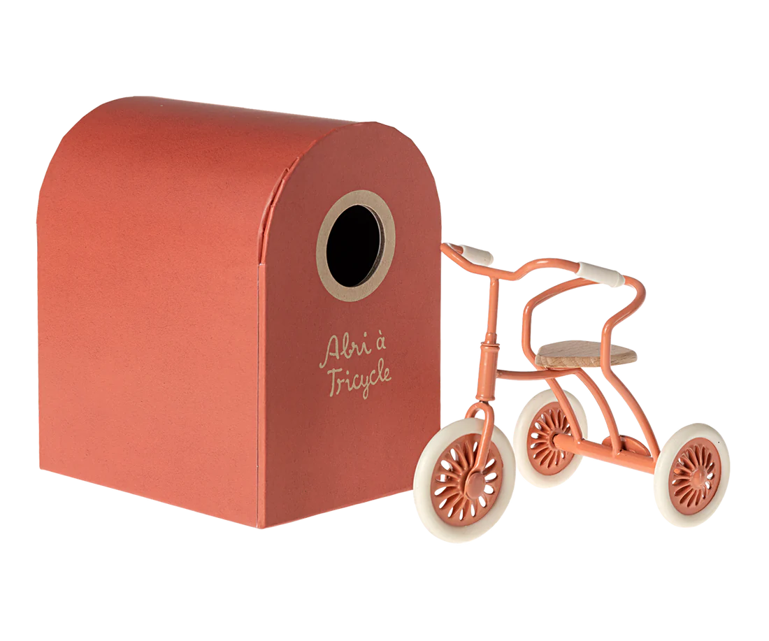 Maileg - Abri a Tricycle, Mouse / Coral