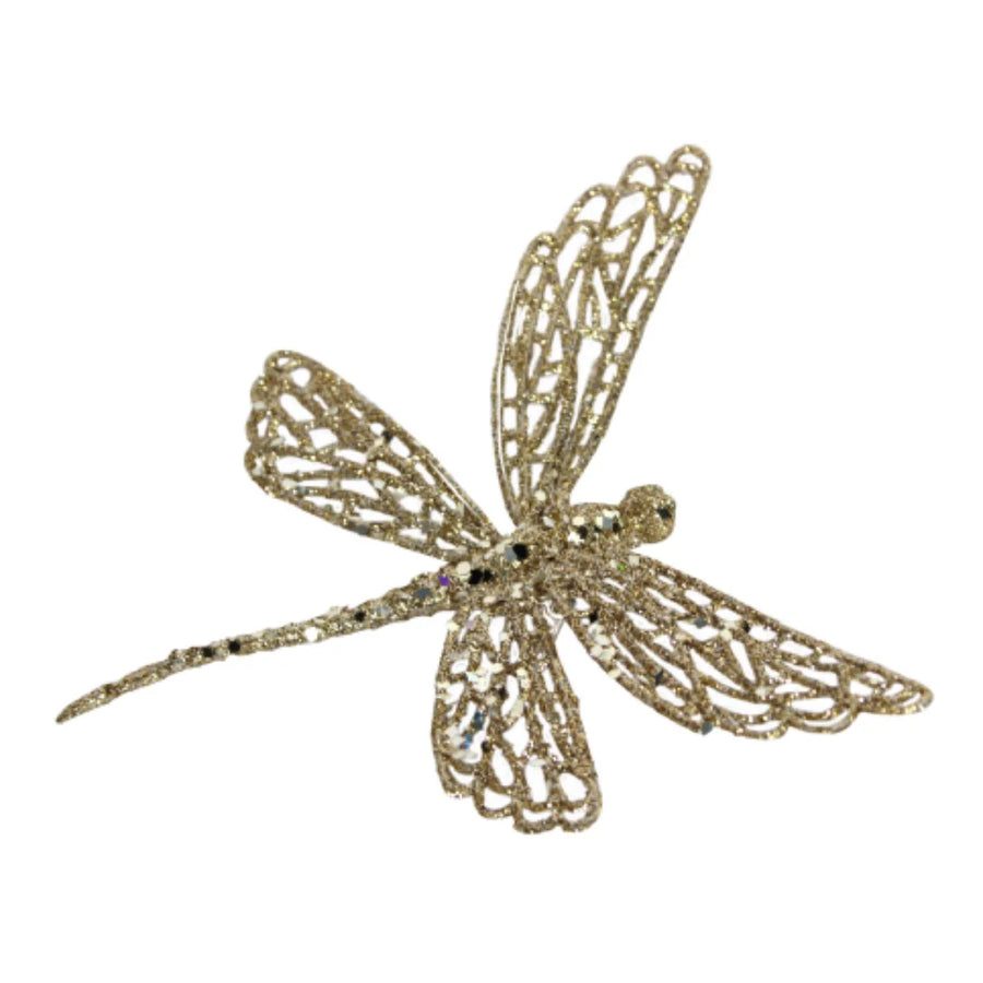 Gold Sparkling Dragonfly Clip .