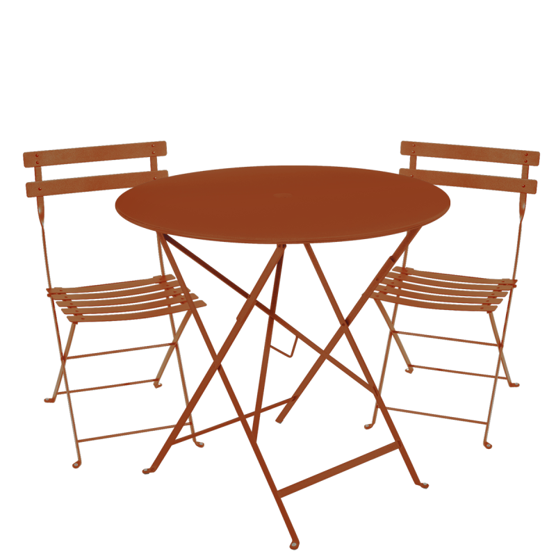 Fermob -  Bistro Set in Candied Orange - 77cm Table and 2 Chairs