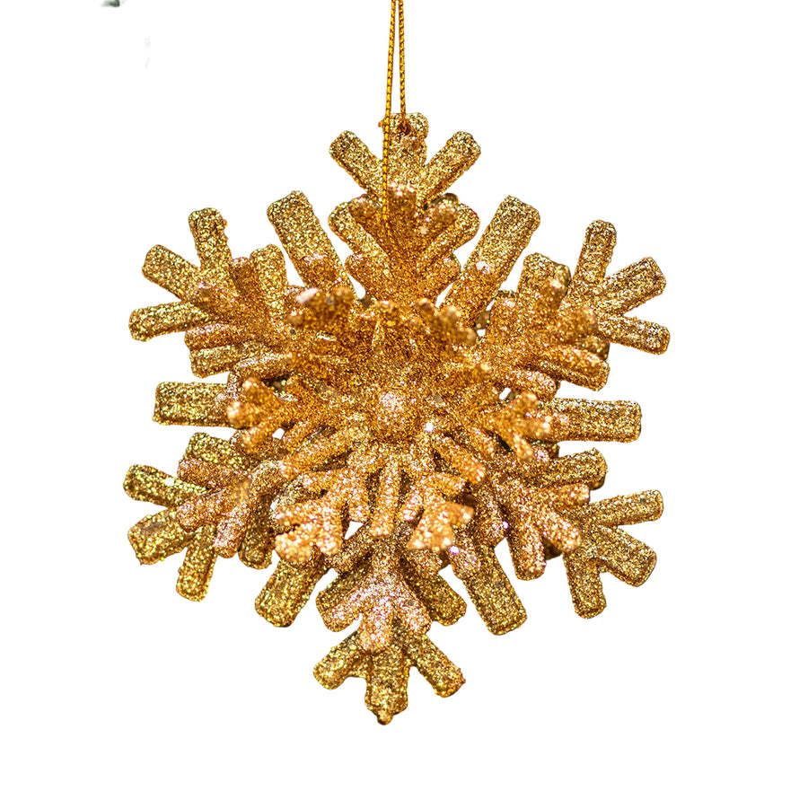 Gold Sparkling Layered Snowflake Dec .