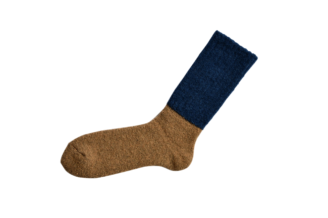 Nishiguchi Kutsushita - Mohair Wool Pile Socks / Navy - Large