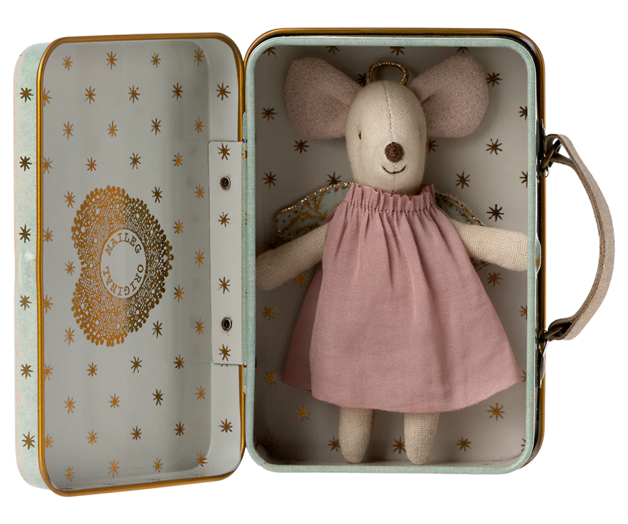 Maileg- Angel Mouse in Suitcase, Little Sister