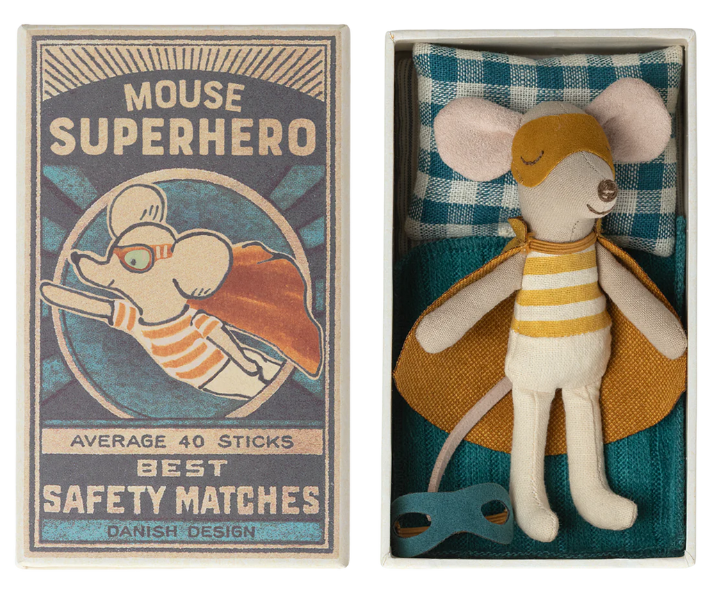 Maileg - Super Hero Mouse, Little Brother in Matchbox