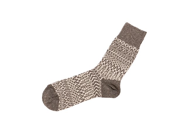 Nishiguchi Kutsushita - Wool Jacquard Socks / Grey - Large