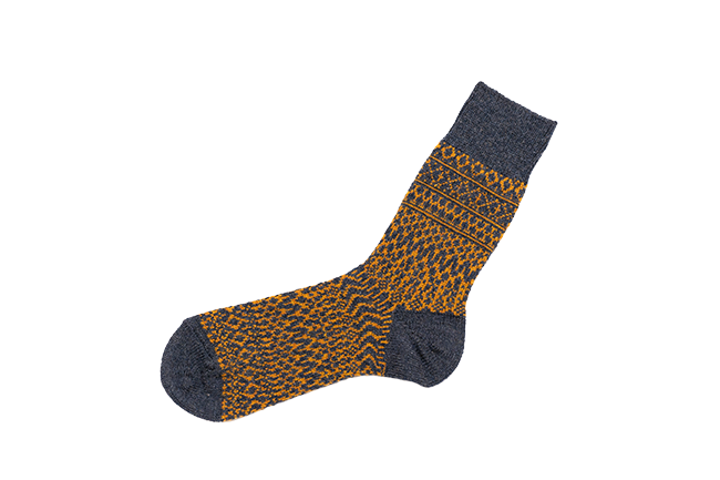 Nishiguchi Kutsushita - Wool Jacquard Socks / Navy - Medium