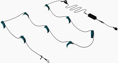 Fermob- Hoop String Lights L1200cm - Acapulco Blue