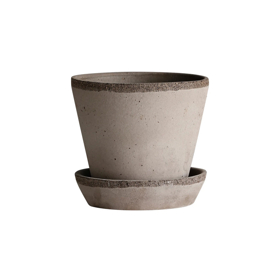 Bergs - Julie Plant Pot & Saucer Grey 14cm