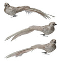 Pale Gold Sparkle/Feather Bird Clip, 3as .