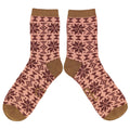 Catherine Tough - Women's Lambswool Ankle Socks FAIR ISLE - DUSKY PINK / RED