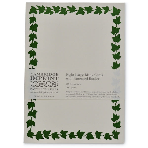 Cambridge Imprint - Menu Cards with Patterned Boarder 8Pk / Pea Green