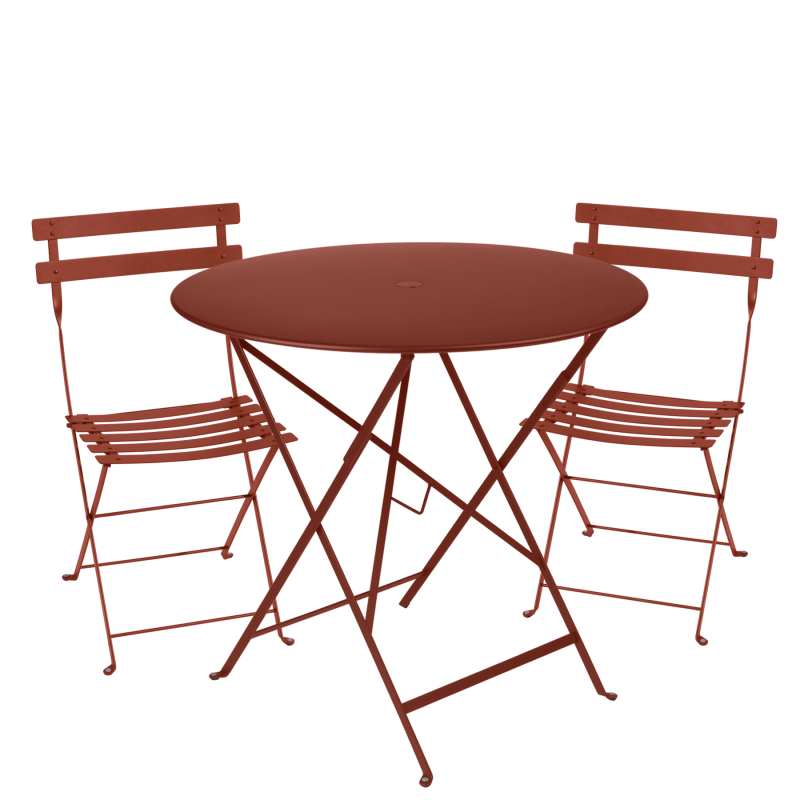 Fermob -  Bistro Set in Red Ochre - 77cm Table and 2 Chairs