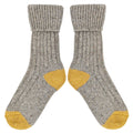 Catherine Tough - Unisex Recycled Silk Blend Ribbed Socks: Grey & gold - med