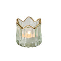 Grand Illusions - Decorative Glass T-Light Holder w/ Gold Trim
