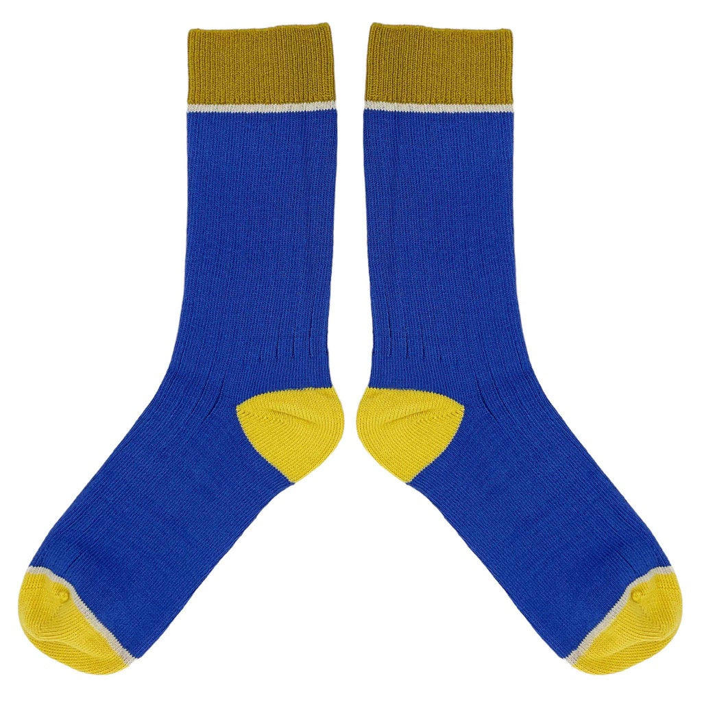 Catherine Tough - Unisex Cotton Ankle Socks "RIB" Bright Blue (Size 8-11 UK)
