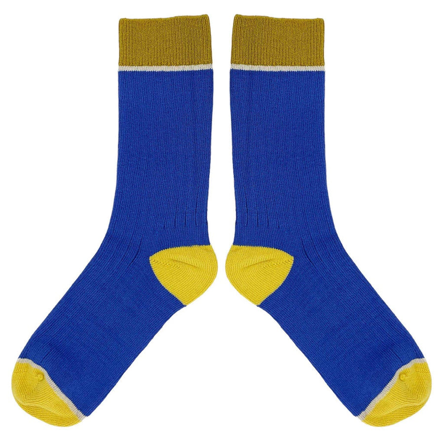 Catherine Tough - Unisex Cotton Ankle Socks "RIB" Bright Blue (Size 8-11 UK)