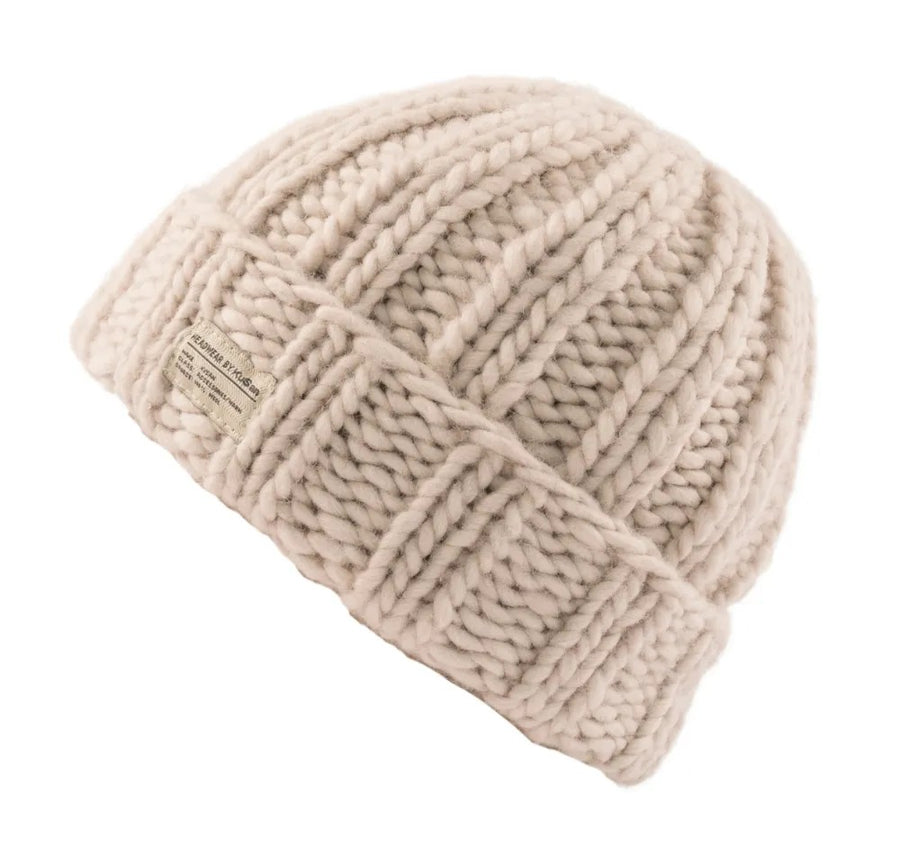 KuSan - Beanie Turn Up Thick Yarn Oatmeal