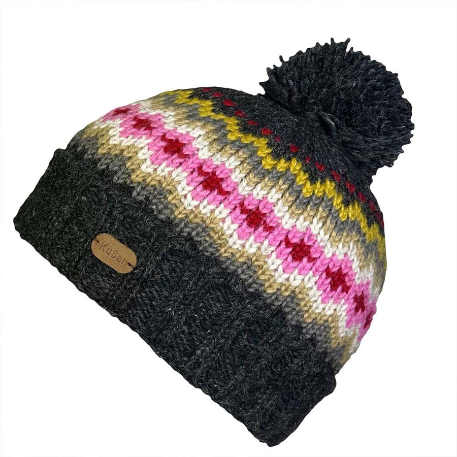 KuSan - Bobble Hat With turn Up Charcoal