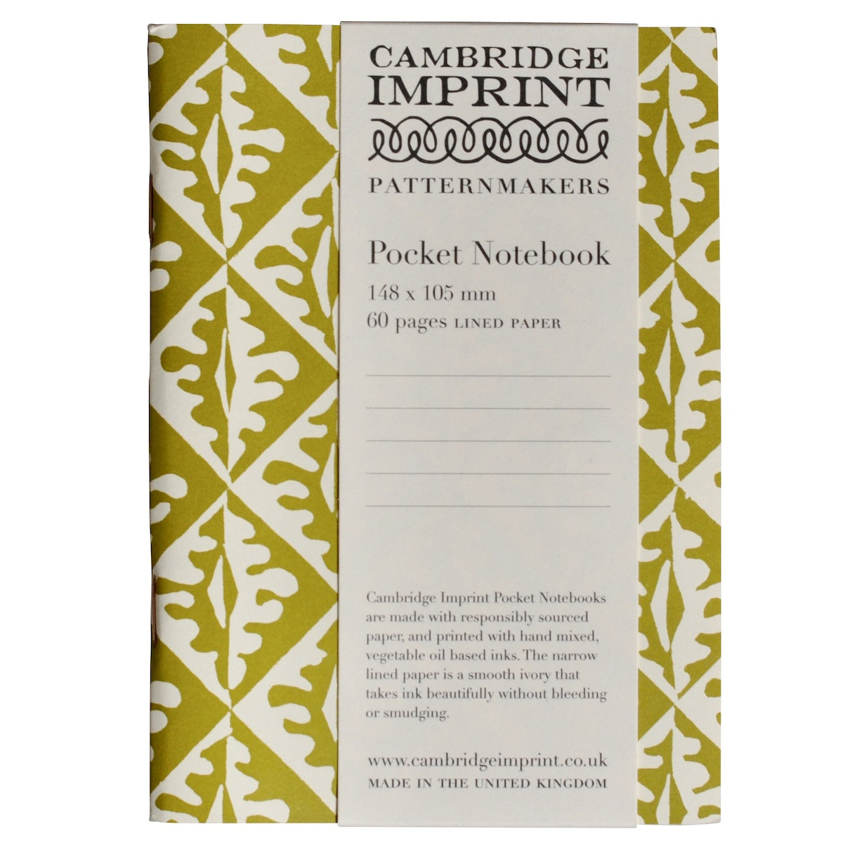 Cambridge Imprint - Pocket Notebook / Oak Leaves Sap Green