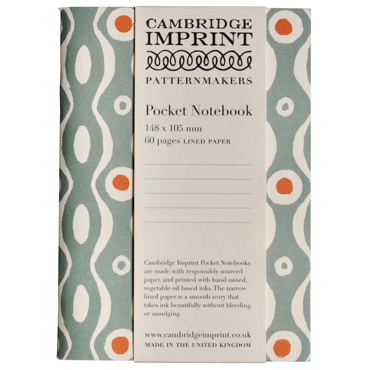 Cambridge Imprint - Pocket Notebook / Persephone Teal & Orange
