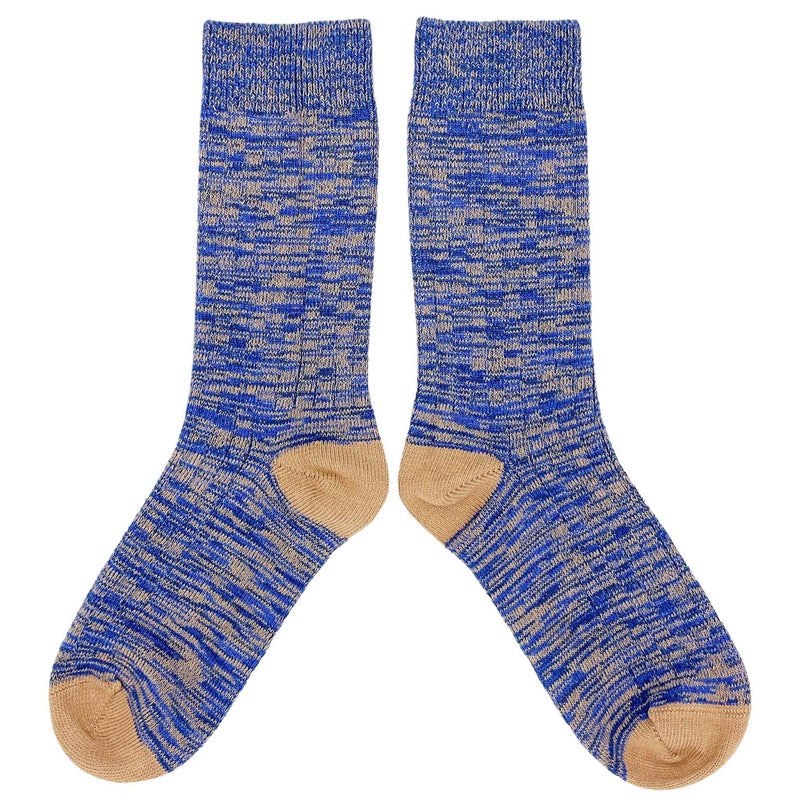 Catherine Tough - Unisex Cotton Ankle Socks "Marl" Blue/Copper (Size 8-11 UK)