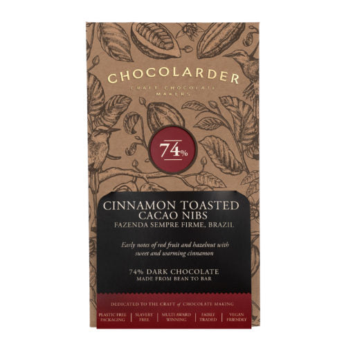 Chocolarder- 70g Chocolate Bar/Cinnamon Toasted Nibs 74%