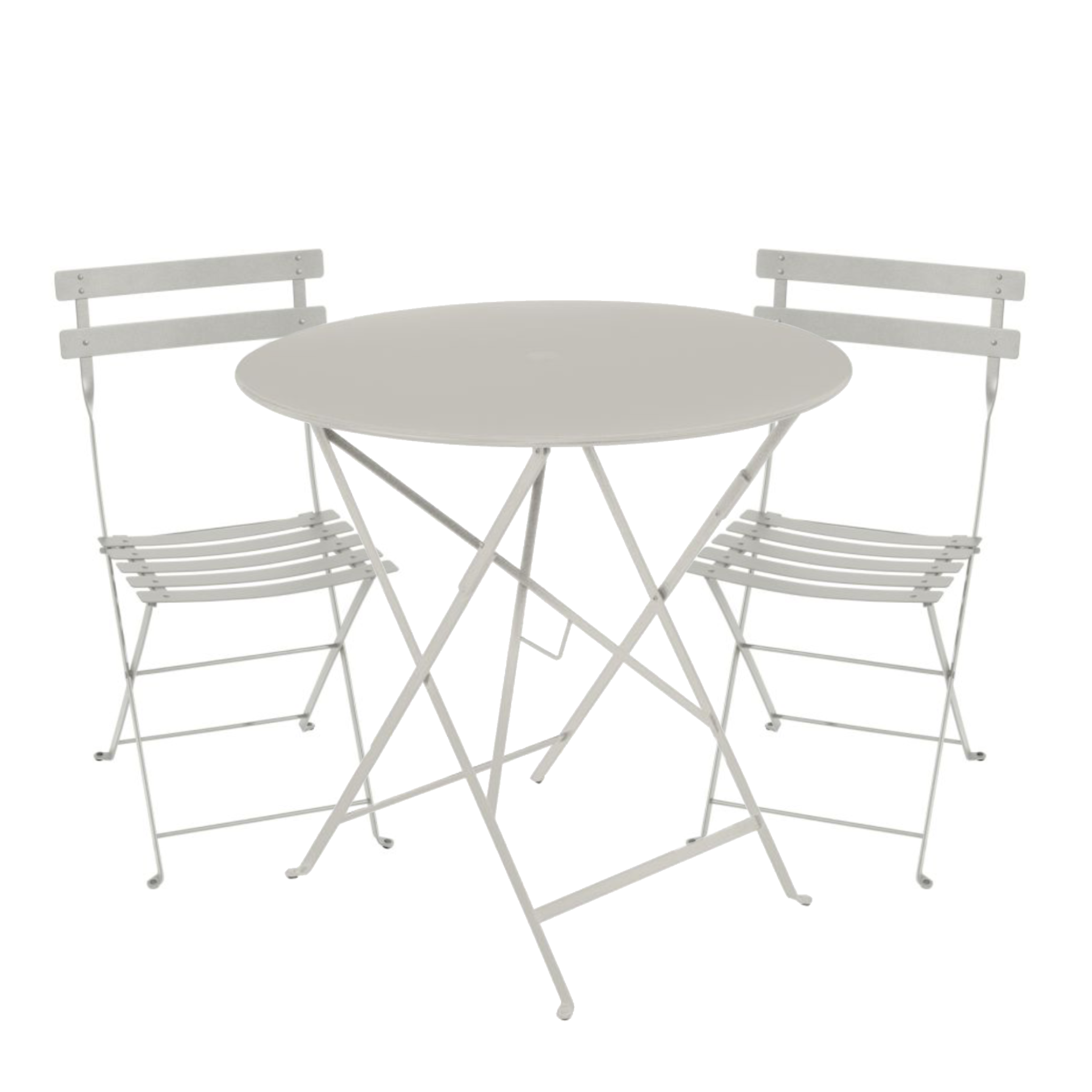 Fermob- Bistro Set - Clay Grey - 77cm Table and 2 Chairs