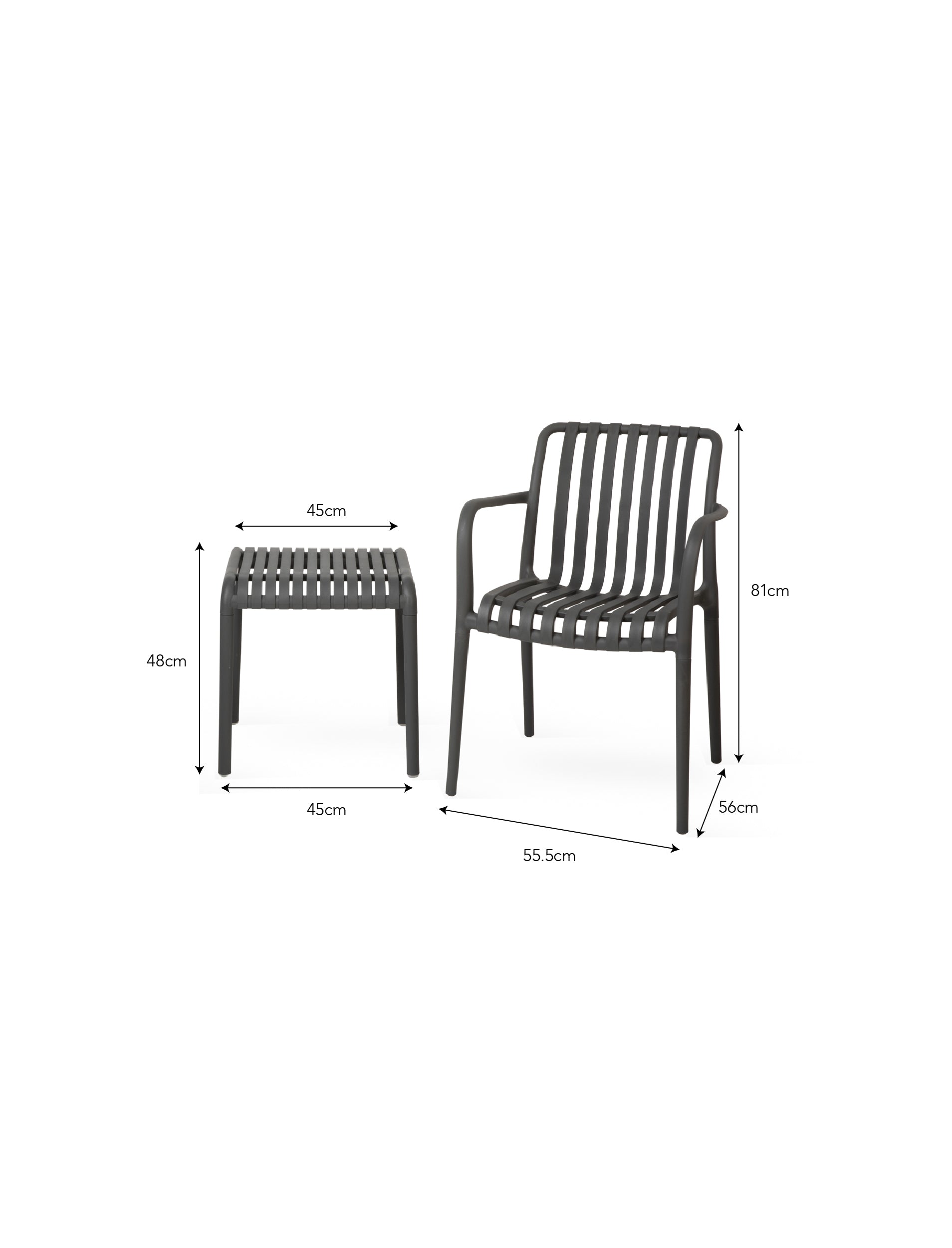 Garden Trading - Edgeworth Armchairs & Side Table Set / Carbon