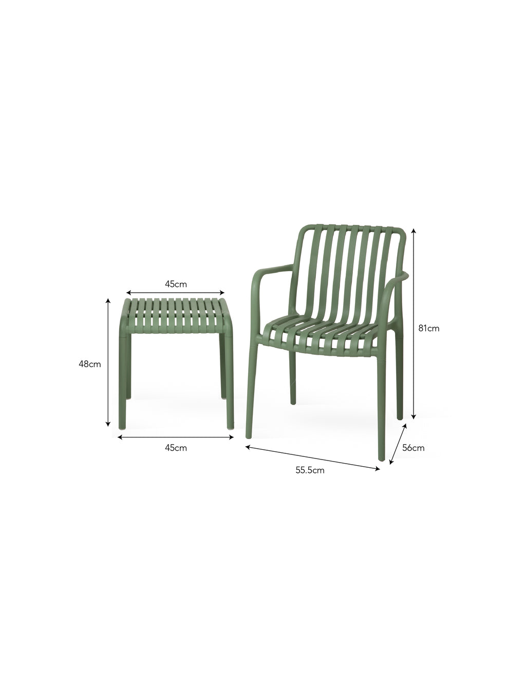 Garden Trading - Edgeworth Armchairs & Side Table Set / Forest Green