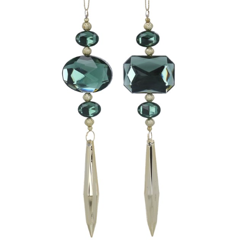 Green Diamante/Gold Icicle (17x4x1cm)