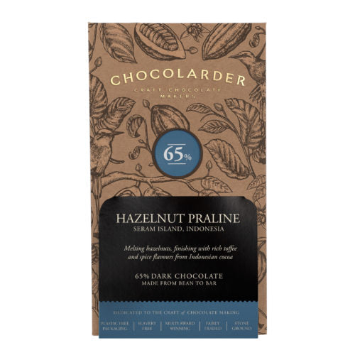 Chocolarder- 70g Chocolate Bar/Hazelnut Praline 65%