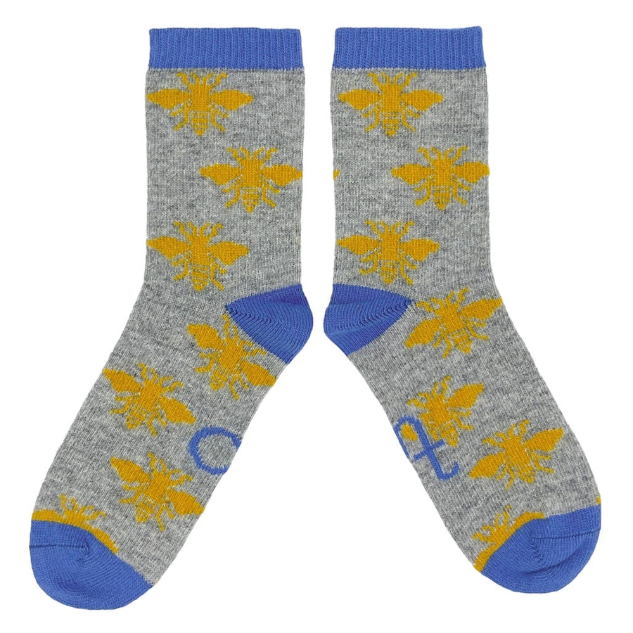 Catherine Tough Ankle Socks Lambswool Bee Grey UK4 - 7