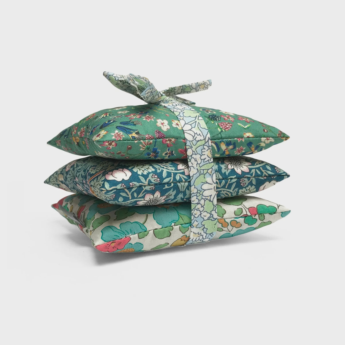 Lime Tree Design - Stack of 3 Square Liberty Cotton Sachets / Green