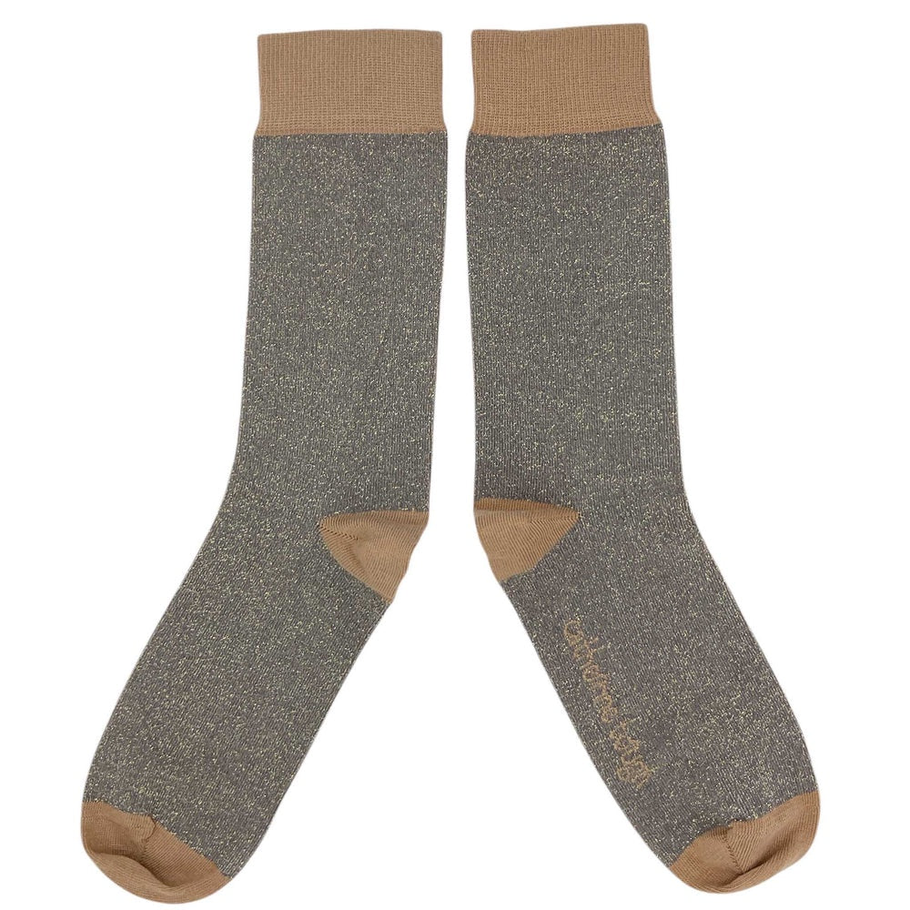 Catherine Tough - Women's Cotton Ankle Socks "LUREX" Grey/Copper (Size 4-7 UK)