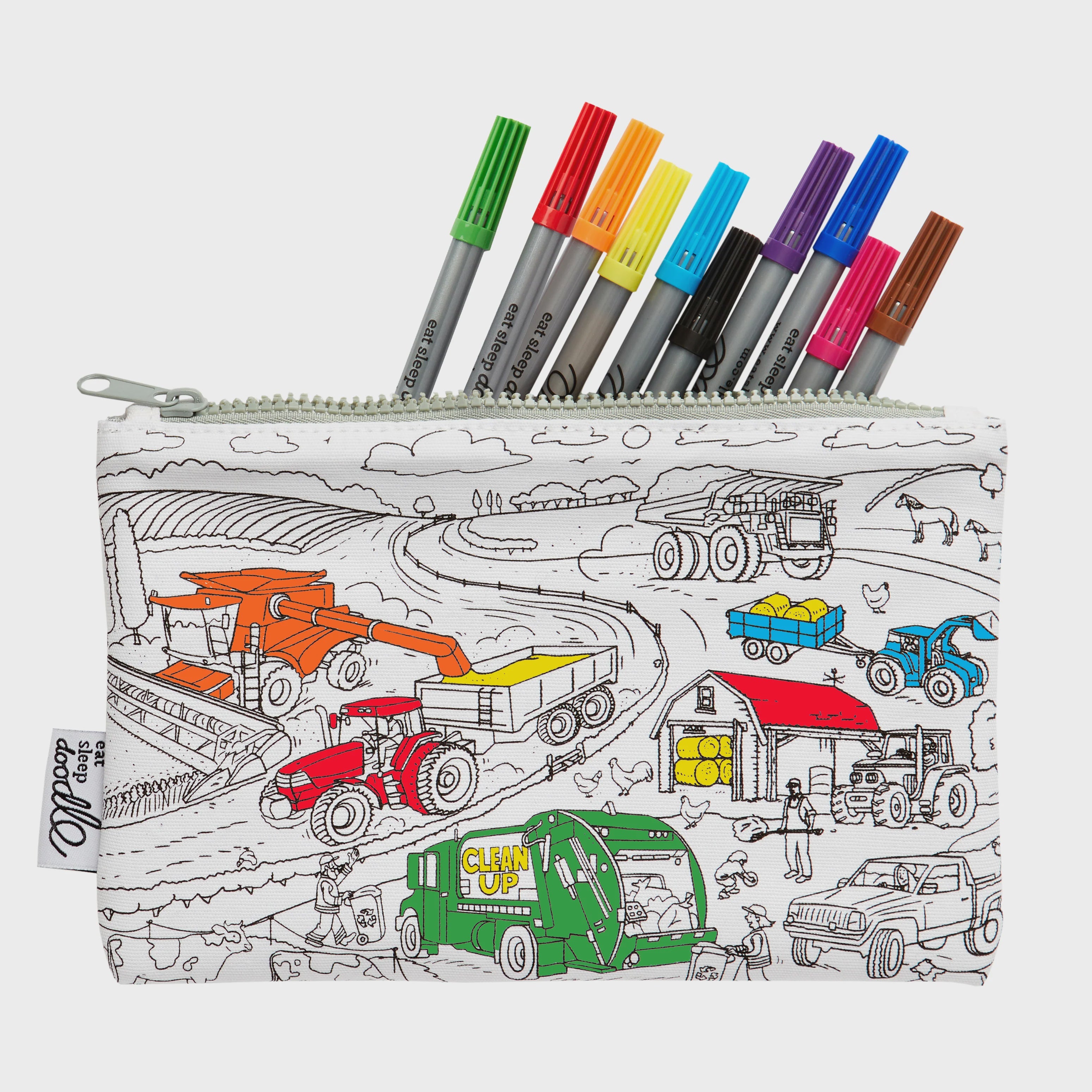 Eat, Sleep, Doodle - Working Wheels Pencil Case