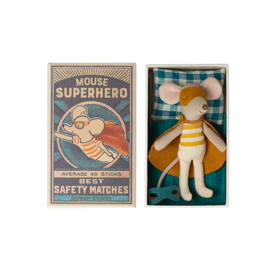 Maileg - Super Hero Mouse, Little Brother in Matchbox