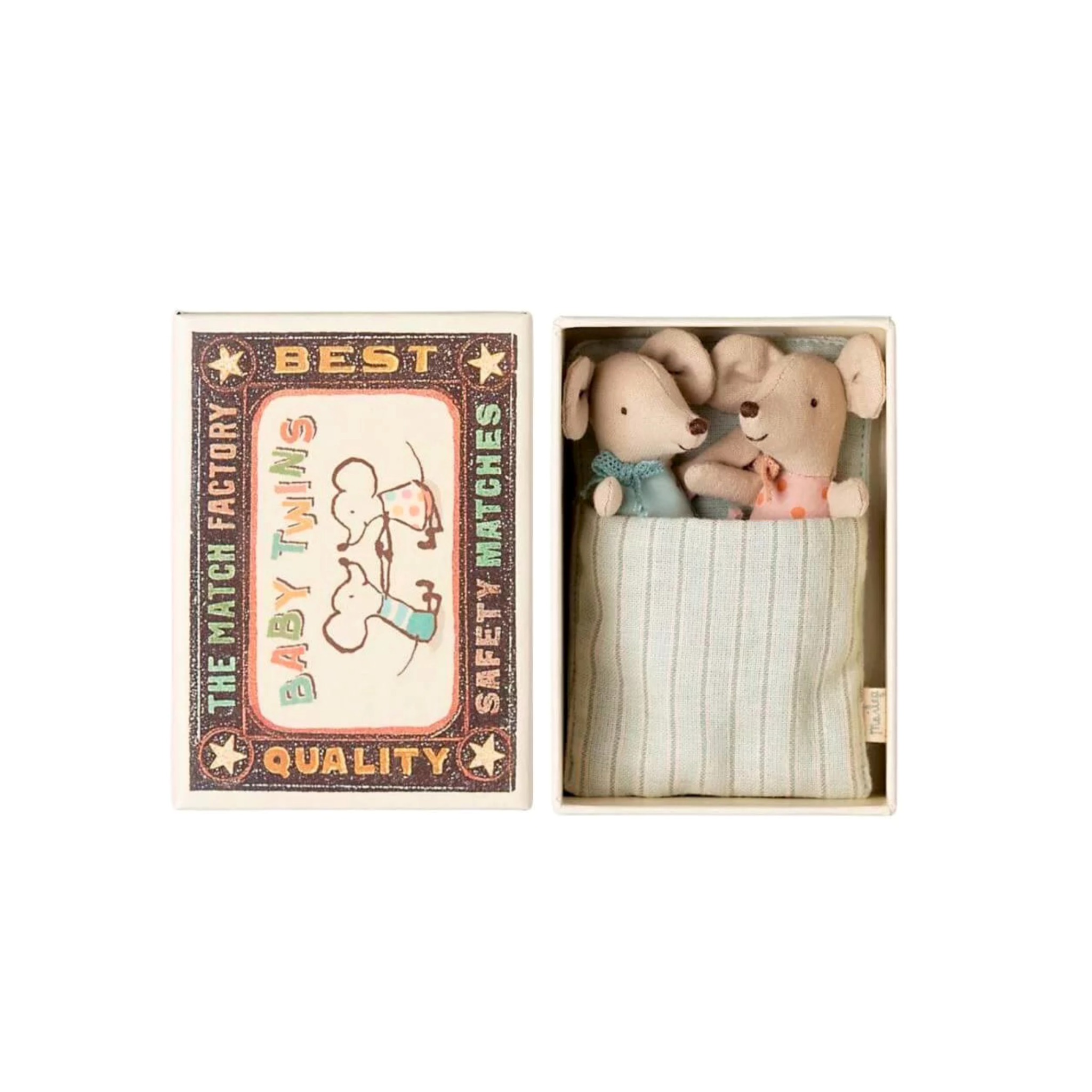 Maileg - Twins, Baby Mice in Matchbox