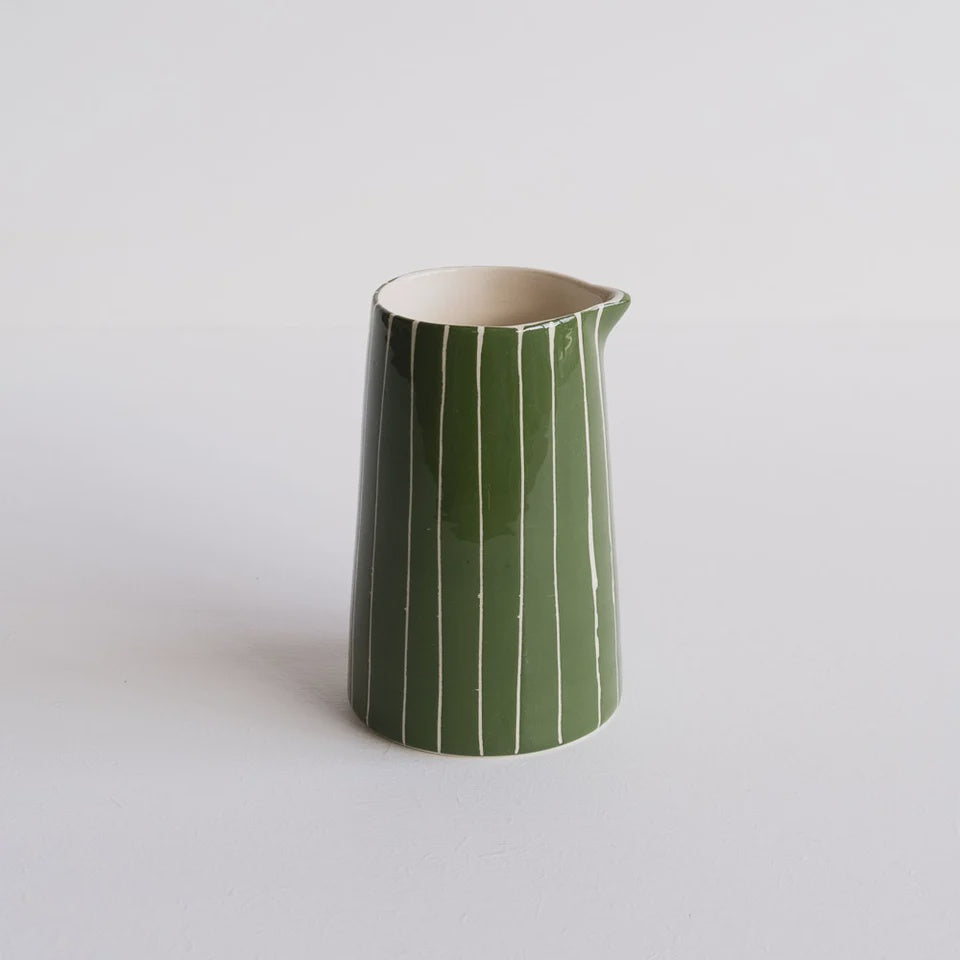 Musango - Creamer Jug Sgrafitto Stripe | Moss Green