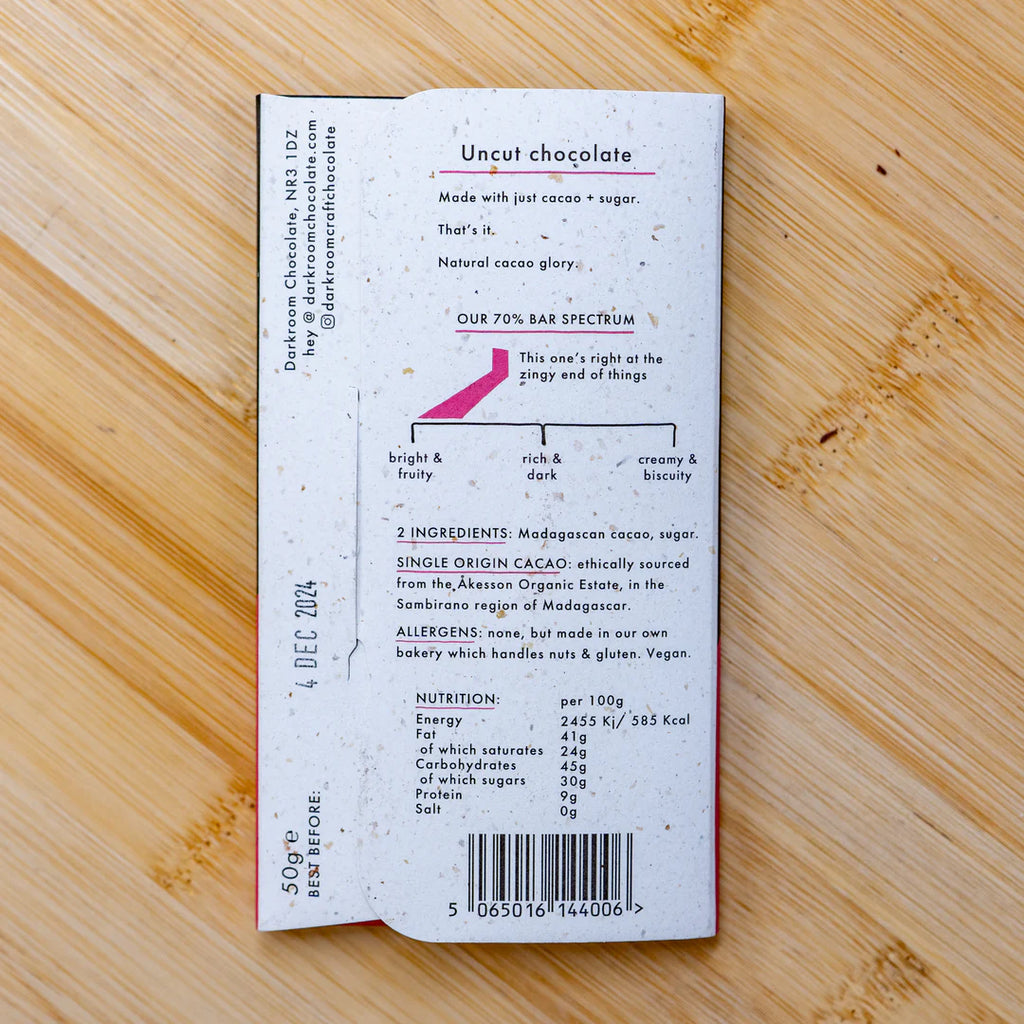 Darkroom Chocolate- 70% Madagascar 50g Bar
