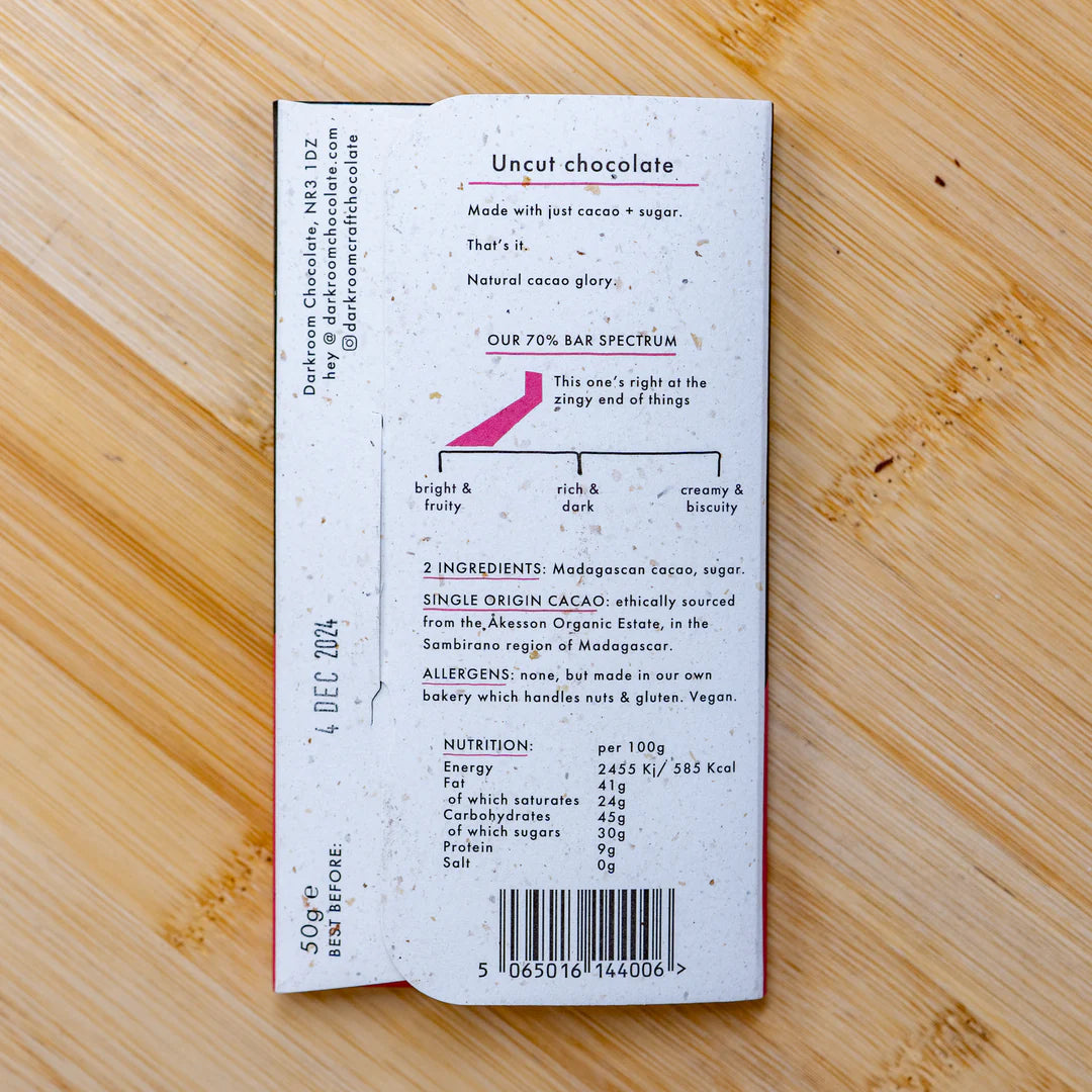 Darkroom Chocolate- 70% Madagascar 50g Bar