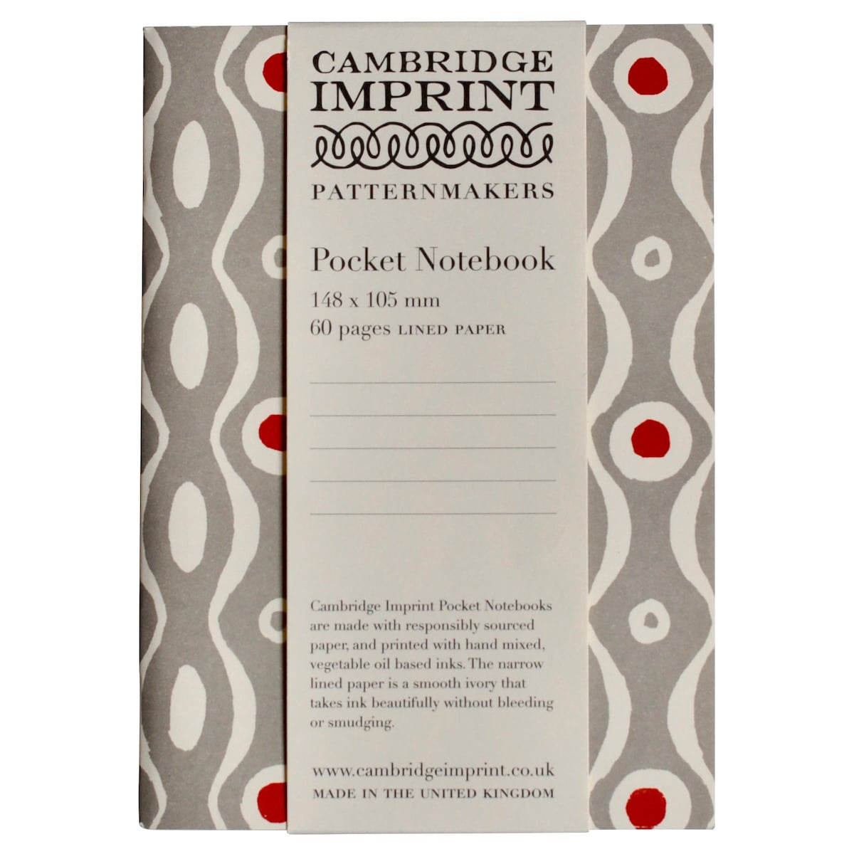 Cambridge Imprint - Pocket Notebook / Persephone Grey and Crimson