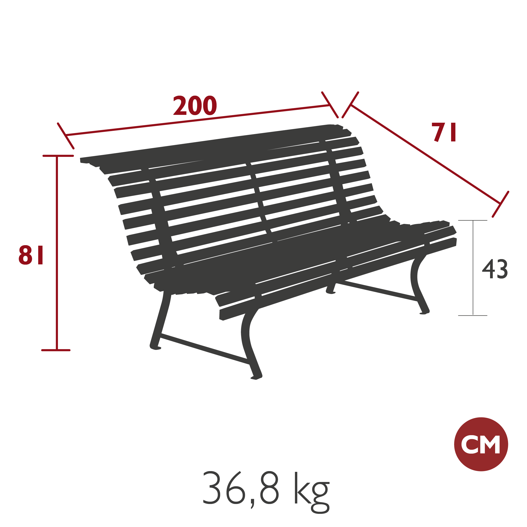 Fermob - Louisiane Bench 200cm