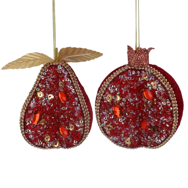 Red Fabric/Sequin Half Fruit (10x8x6)