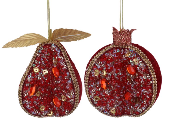 Red Fabric/Sequin Half Fruit (10x8x6)