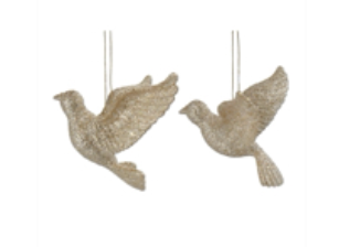 Gold Sparkling Flying Dove Dec, 2as .