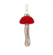 Red Flock/Gold Glass Toadstool Dec ~S .