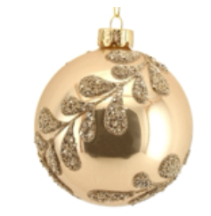 Pearl Dark Oyster Glass Ball w Gold Beaded Leaf .